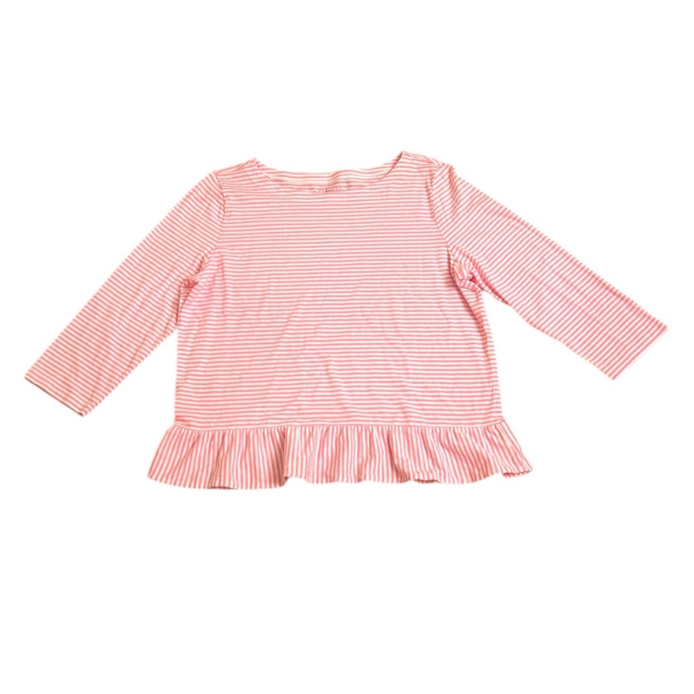 Talbots Pink and White Stripes with Ruffle Bottom Women’s Size Large